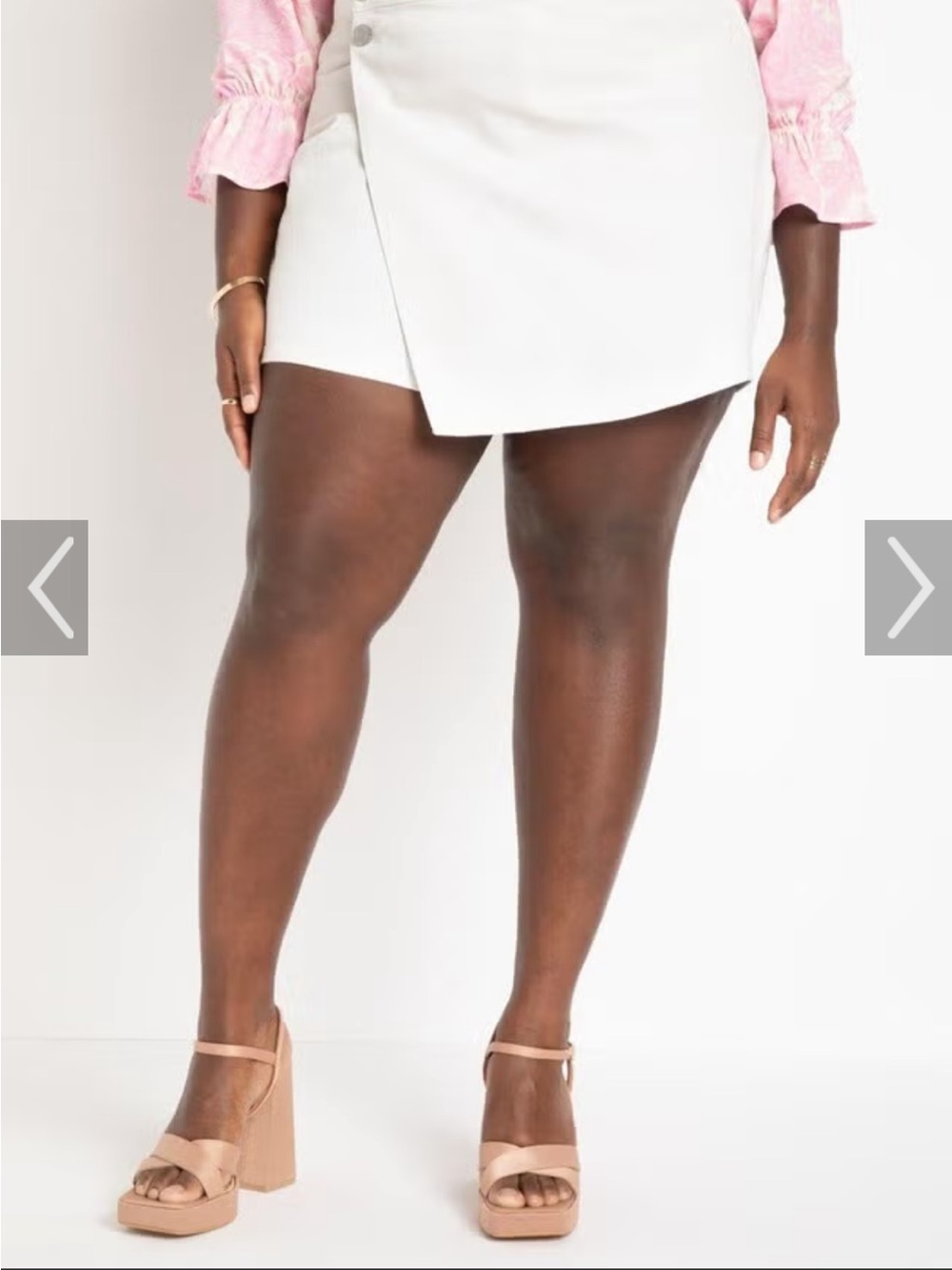 Eloquii White Asymmetrical Wrap Skort